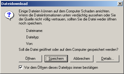 ffnen/Speichern Dialog im MS Internet Explorer