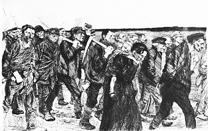 Der Aufstand der schlesischen Weber 1844. Radierung von Kthe Kollwitz, 1897/98