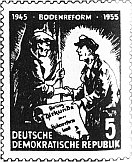 Briefmarke zum 10. Jahrestag der Bodenreform
1945 - BODENREFORM - 1955
Deutsche Demokratische Republik
5