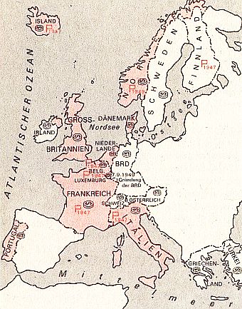 Marshallplan und europäische NATO-Staaten (Stand 1949)